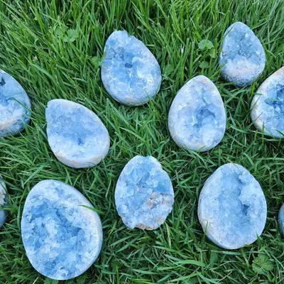 Celestite Geode Egg Semi Polished Natural Stone