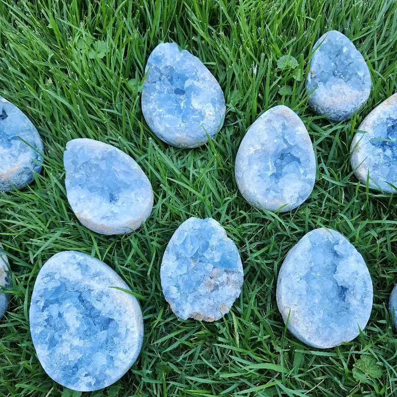 Celestite Geode Egg Semi Polished Natural Stone