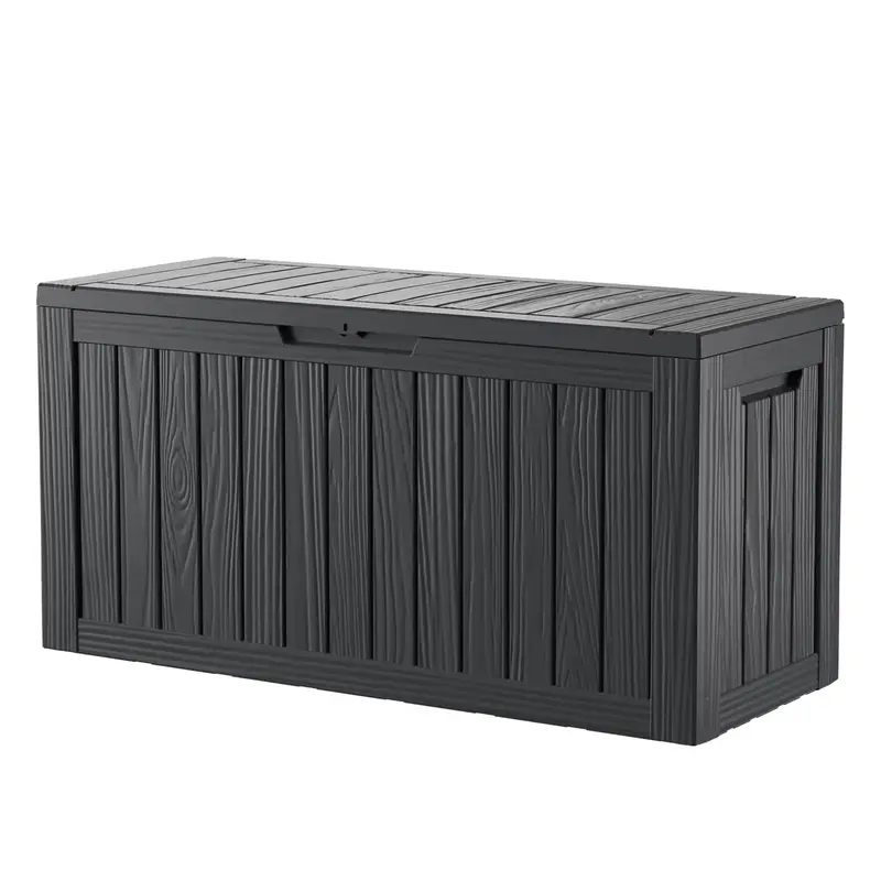 30/50/75/80/100/150/230 Gallon Lockable Resin Deck Box, Waterproof & UV-Resistant Outdoor Storage Box for Outdoor Cushion Sto...