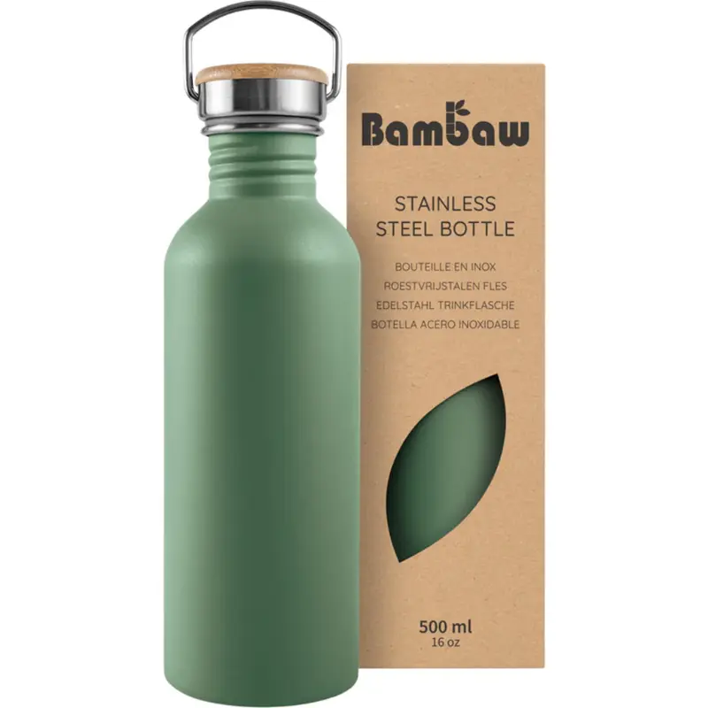 Bambaw Stainless Steel Water Bottle 500 ml Green Sage