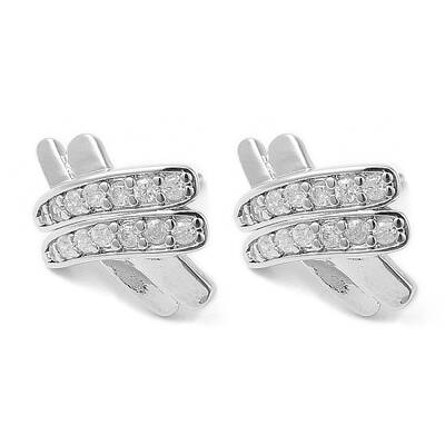 Rack Plating Brass Pave Cubic Zirconia Criss Cross Stud Earrings for Women
