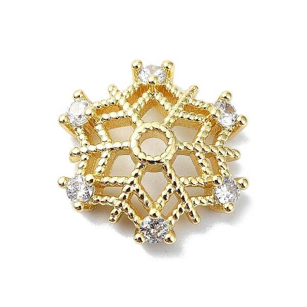 Rack Plating Brass Micro Pave Clear Cubic Zirconia Bead Cap