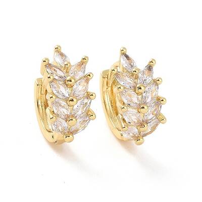 Clear Cubic Zirconia Wheat Hoop Earrings