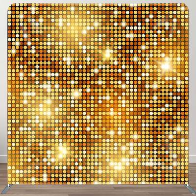 Aperturee Gold Sequins Sparkle Party Tension Fabric Backdrop, 6X6FT(1.8X1.8M), 111 USD, DSZH0E659-F, square double-sided back...
