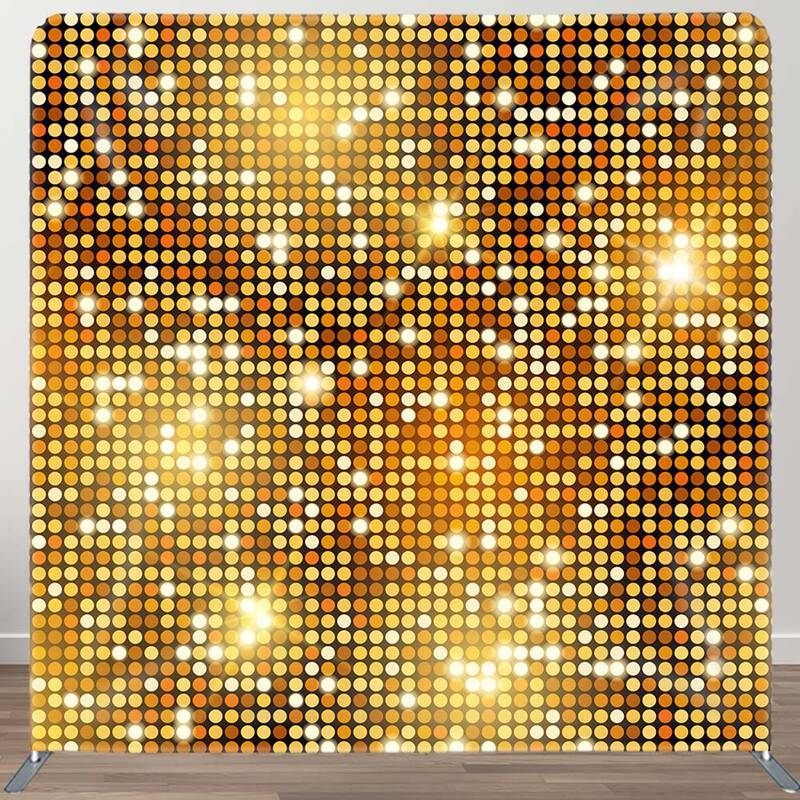 Aperturee Gold Sequins Sparkle Party Tension Fabric Backdrop, 6X6FT(1.8X1.8M), 111 USD, DSZH0E659-F, square double-sided back...