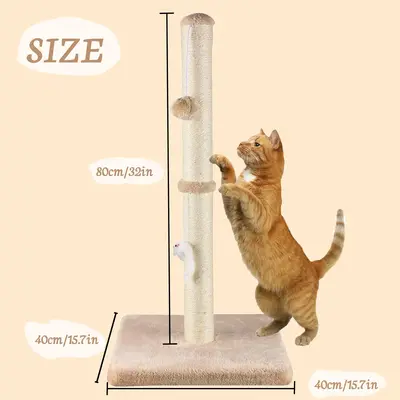 Tall Cat Scratching Posts For Indoor Cats ,And Kittens Cat Scratchers With Dangling Ball Vertical Scratcher With Premium Sisa...