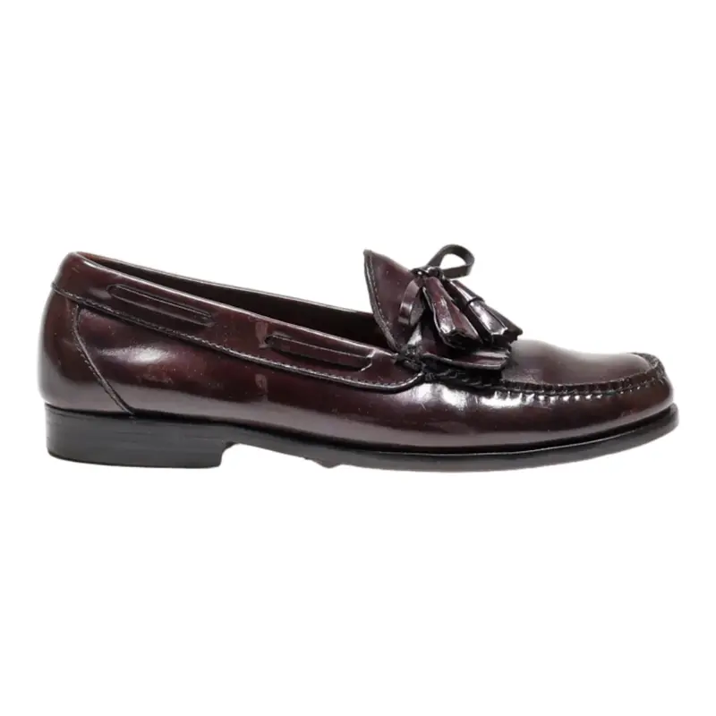 LL BEAN Loafer Shoes Maroon Leather Mens UK 8