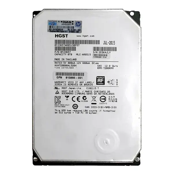0F23657 HGST 8TB 12Gb/s SAS 7200 3.5-inch 128MB Hard Drive