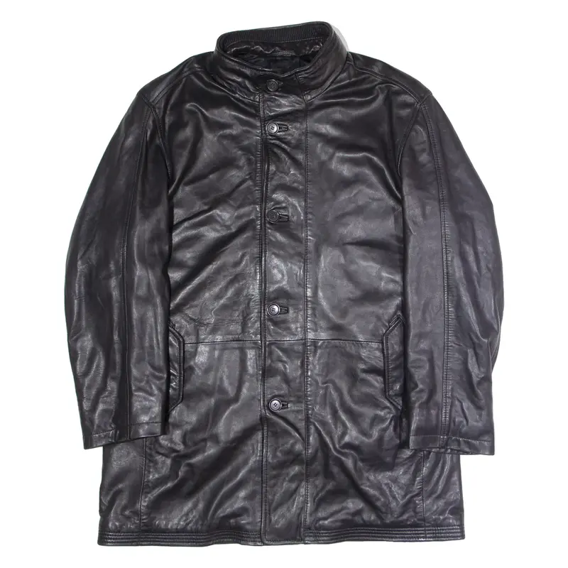 JOOP! Mens Trench Coat Black Leather XL