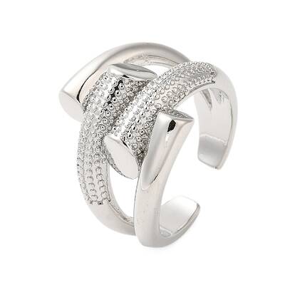 Brass Bypass Open Cuff Rings for Women