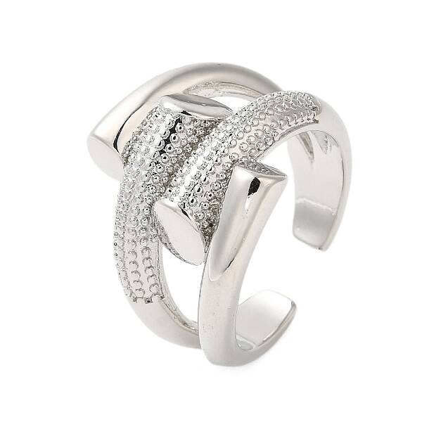 Brass Bypass Open Cuff Rings for Women