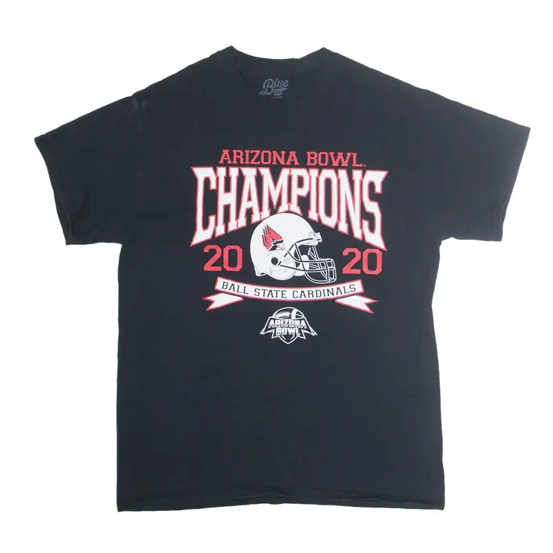 BLUE 84 Arizona Bowl Champions Ball State Cardinals 2020 USA T-Shirt Black Short Sleeve Mens M