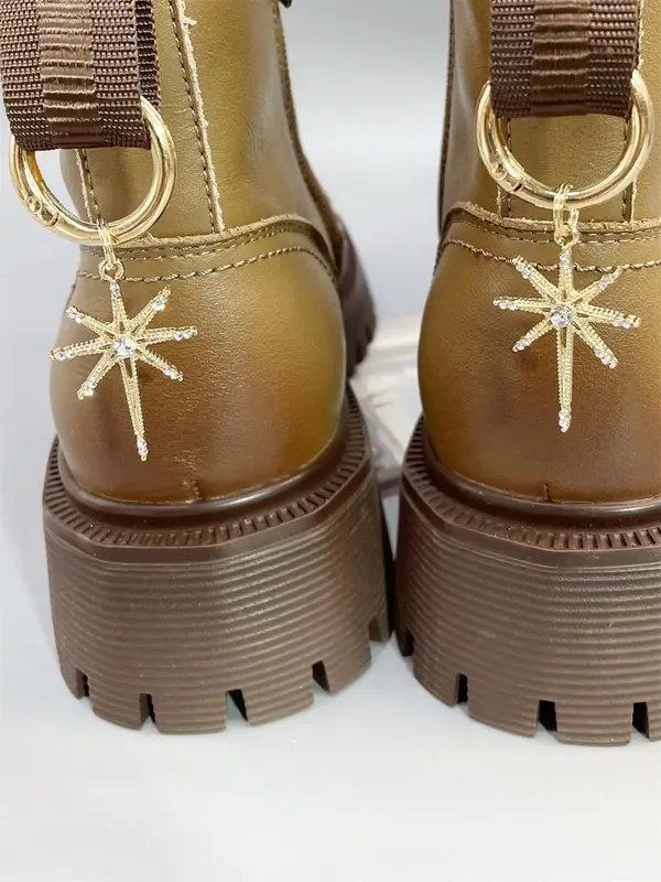 Rhinestone Decorated Star Shaped Shoes Charms, 2pcs Casual Trend Shoes Charm for Boots Decoration, Shoes Accessories for Wome...