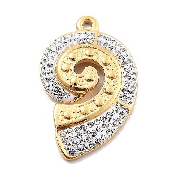 304 Stainless Steel Polymer Clay Rhinestone Pendants