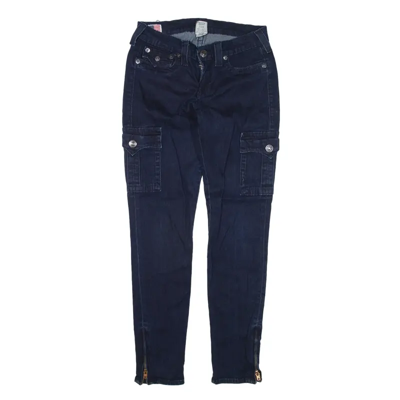 TRUE RELIGION Cargo Jeans Blue Denim Slim Skinny Womens W29 L29