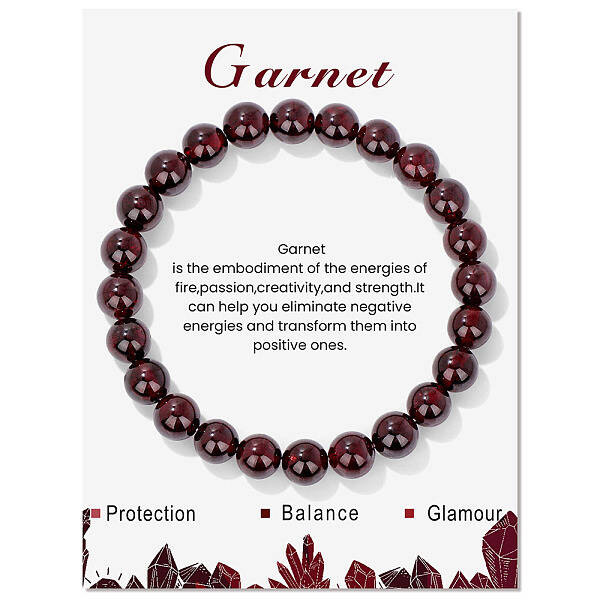 Natural Garnet Beaded Stretch Bracelets