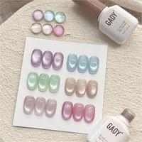GAOY Summer Whisper Gel Nail Polish Set, 6 Icy Sheer Cat Eye Gel, Crystal Clear Holographic Nail Art for Beach Vacations & Po...