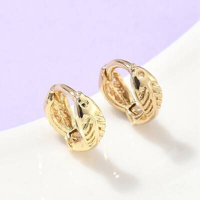 Fishbone Brass Hoop Earrings