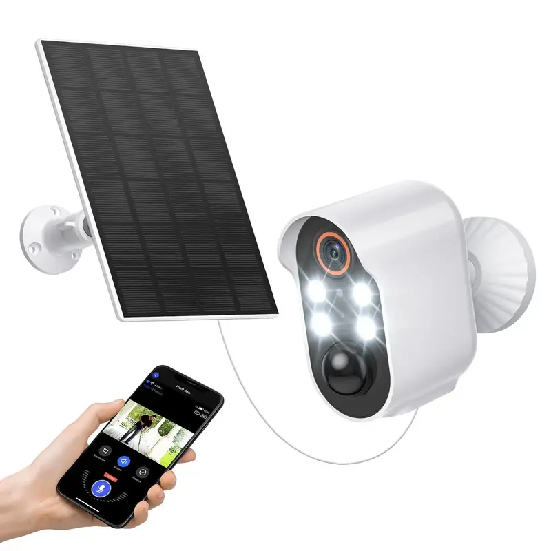 Solar Powered Wireless Security Camera, 2.4GHz WiFi Only AI Human Detection Security Camera with Night Vision, Wireless Camer...