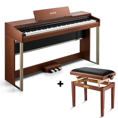 Donner DDP-200PRO Digital Piano with Touchscreen - Brown / Piano+Adjustable Height Bench