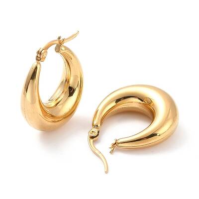 PVD Vacuum Plating 304 Stainless Steel Chunky Hoop Earrings for Women