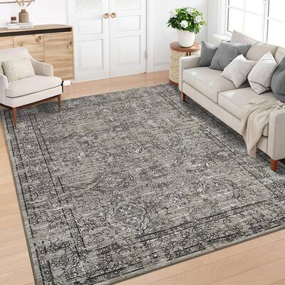 Garvee Washable Rug 9x12 Area Rug for Bedroom Vintage Living Room Rug Non Slip Large Rug Soft Non Shedding Throw Rugs Stain R...