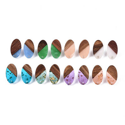 Resin & Walnut Wood Stud Earring Findings