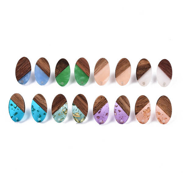 Resin & Walnut Wood Stud Earring Findings
