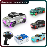 Hotfree Mini RC Drift Truck, 1/64 Scale 4WD Remote Control Car with Various Colors LED Lights & DIY Custom Stickers, Fun Desk...