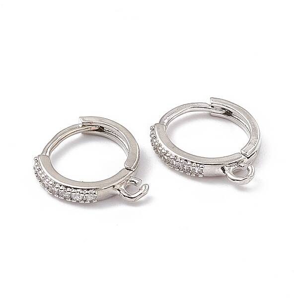 Brass Micro Pave Cubic Zirconia Hoop Earring Findings