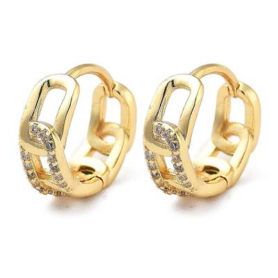 Brass Micro Pave Clear Cubic Zirconia Hoop Earrings for Women