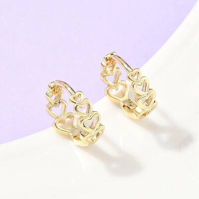 Hollow Heart Brass Hoop Earrings