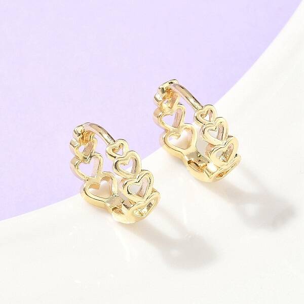 Hollow Heart Brass Hoop Earrings