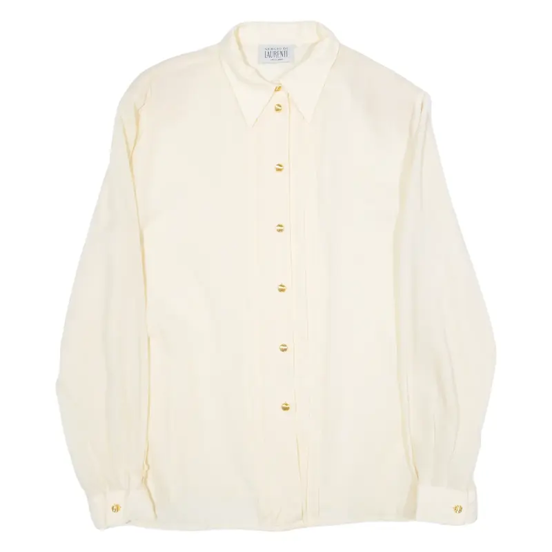 LAURENTI Womens Shirt Yellow Collared Long Sleeve M