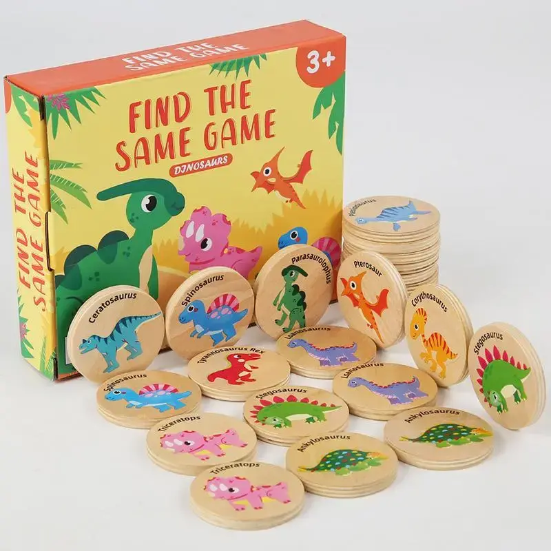Wooden Dinosaur Pattern Find the Same Game, 1 Set Puzzle Cognitive Matching Toy, Montessori Early Education Puzzle Toy For K...