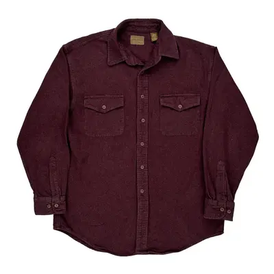 St Johns Bay Flannel Shirt - Medium Burgundy Cotton