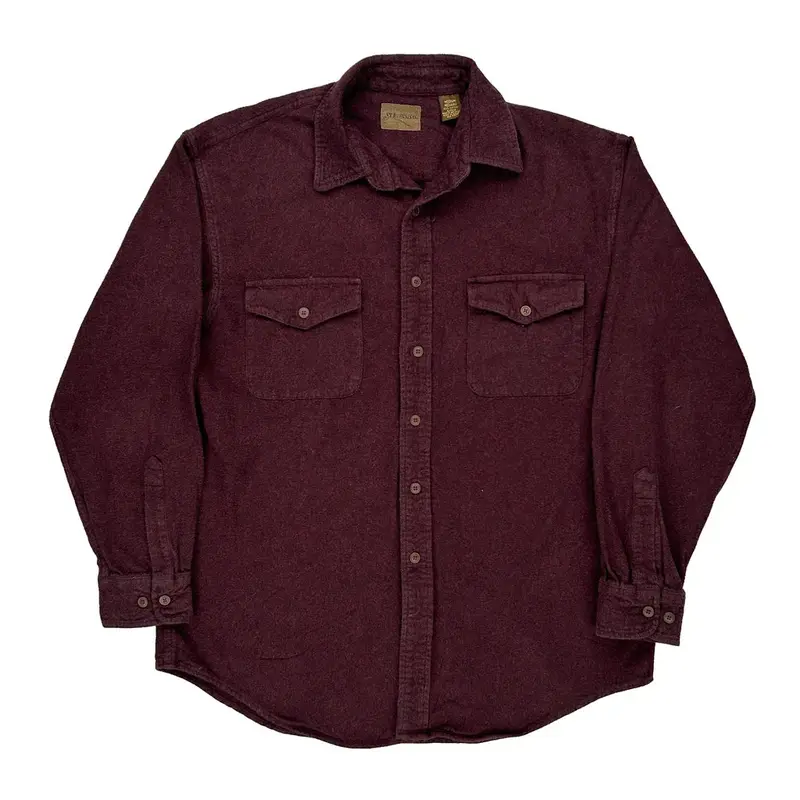 St Johns Bay Flannel Shirt - Medium Burgundy Cotton