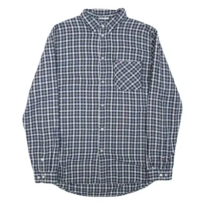 TOMMY JEANS Mens Shirt Blue Check Long Sleeve L