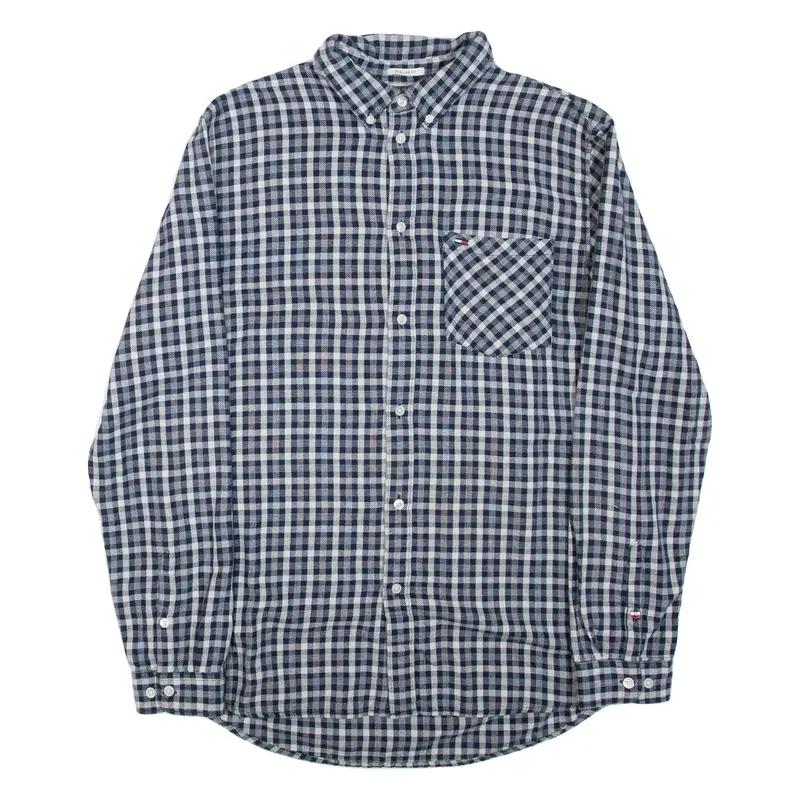 TOMMY JEANS Mens Shirt Blue Check Long Sleeve L