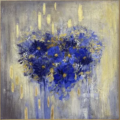 Heart Flower Abstract Painting Romantic Wall Art Abstract Love Painting On Canvas | FLOWER HEART