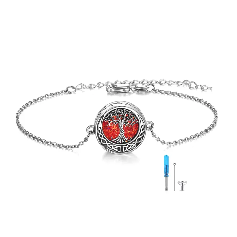 925 Silver Tree Of Life Urn Memorial Bracelet