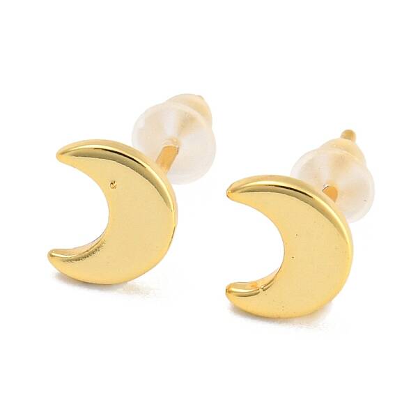 Rack Plating Brass Moon Studs Earrings for Women