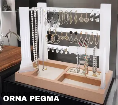 Elegant jewelry organizer stand lifestyle display for vanity