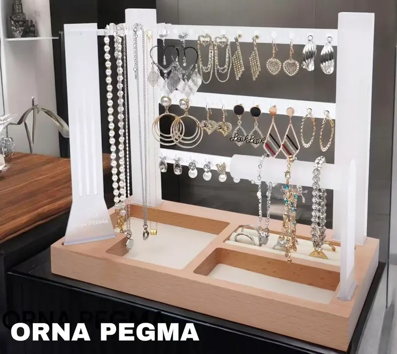 Elegant jewelry organizer stand lifestyle display for vanity