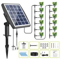 JIYANG Solar Drip Irrigation System, Water-Saving Auto Watering Gardening Device, Supports 10-30 Pots, 6/12 Timing Modes with...
