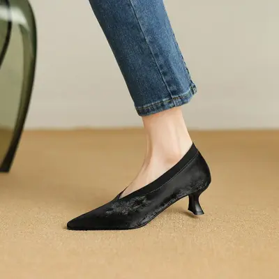 CHIKO Florence Pointy Toe Kitten Heels Pumps Shoes