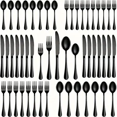 Stainless Steel Cutlery Set, 40pcs/set Utensils Including Knives & Forks & Spoons, Dishwasher Safe Tableware Set for Home, Re...