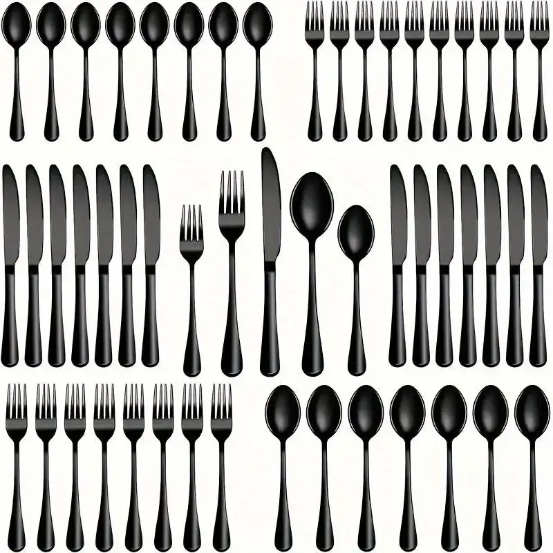 Stainless Steel Cutlery Set, 40pcs/set Utensils Including Knives & Forks & Spoons, Dishwasher Safe Tableware Set for Home, Re...