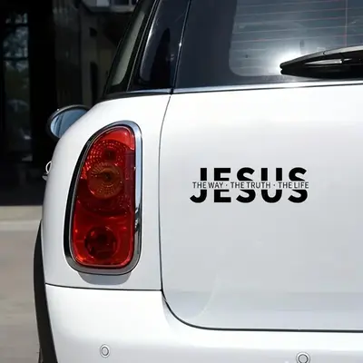 Jesus Letter Pattern Vinyl Decal Car Sticker, 1 Count Car Motorcycle Decorative Sticker, Car Exterior Accessories for Smooth ...