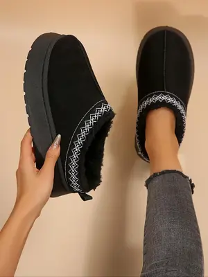 Winter New Fashion Velvet Warm Thick Sole Backless Open Toe Wool Half Slippers for Women, Casual Comfort Footwear for Fall & ...